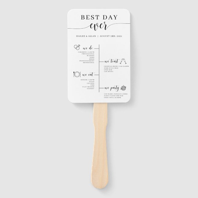 Fan des besten Tages je Hochzeitzeitzeitprogramm Fächer (Vorderseite)