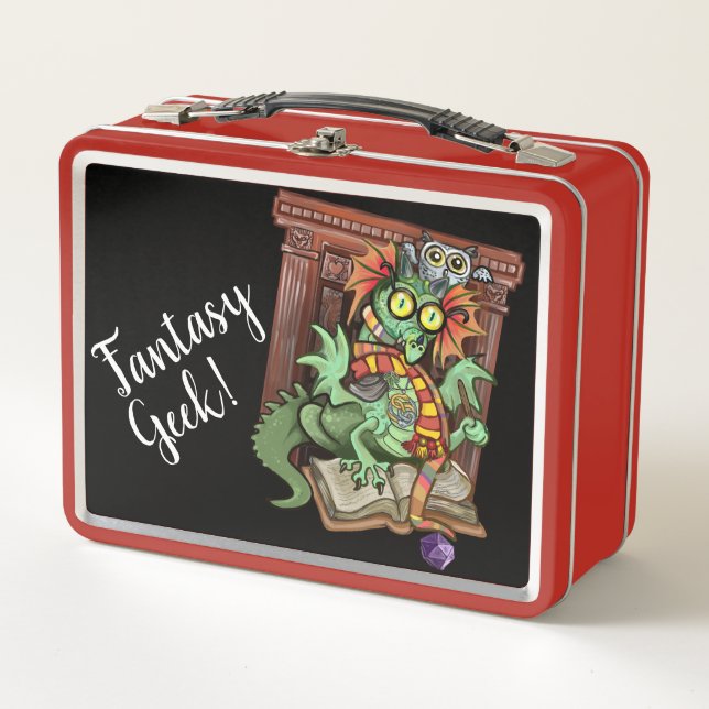 Fan Dragon "Fantasy Geek!" Metall Brotdose (Vorderseite)