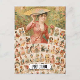Fan Mail Funny Vintage Frau mit Fans Postkarte