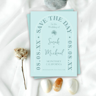 Fan Palm Leaf Tropical Bright Summer Save the Date Einladung