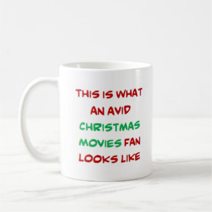 Fan von Weihnachtsfilmen, begeistert Kaffeetasse