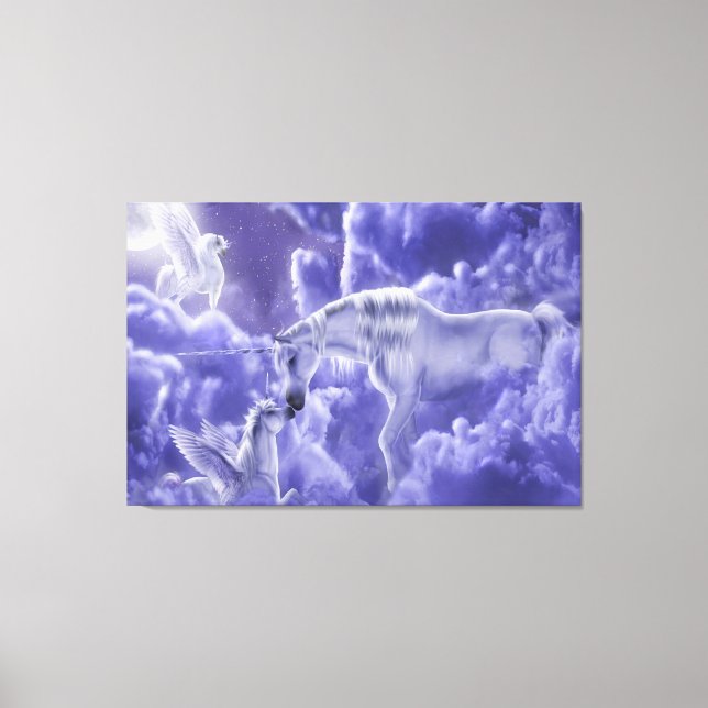 Fanasty Unicorn Mama und Baby Canvas Print Leinwanddruck (Vorderseite)