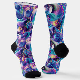 Fanasy Curly Abstrakt in Blue Socken