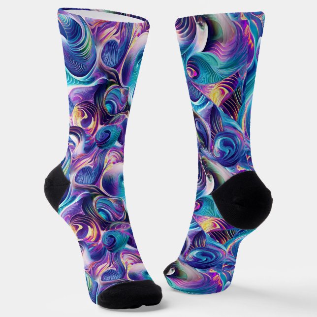 Fanasy Curly Abstrakt in Blue Socken (Gewinkelt)
