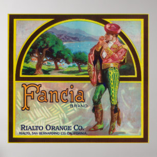 Fancia Brand Citrus Crate Label Poster