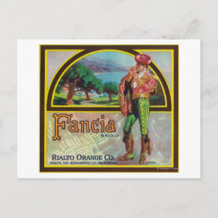 Fancia Brand Citrus Crate Label Postkarte
