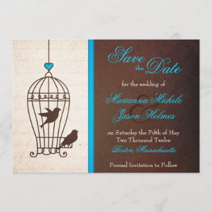 Fanciful Bird Cage Aquamarin & Schokolade Save the Save The Date