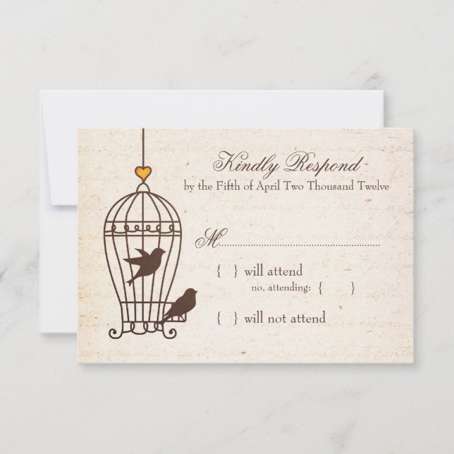 Fanciful Bird Cage - Herbst Orange Wedding RSVP (Vorderseite)