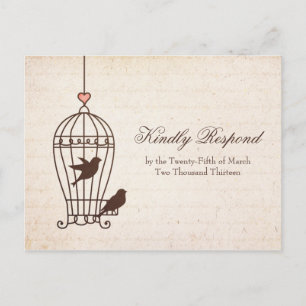 Fanciful Bird Cage - Schokolade & Pink Wedding RSV Einladungspostkarte