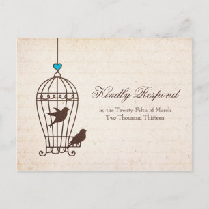 Fanciful Bird Cage - Schokolade und Aquamarine Hoc Einladungspostkarte