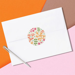 Fanciful Blumengrün Klassischer Rundsticker Runder Aufkleber