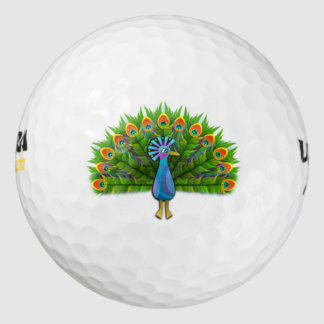 Fanciful Peacock Golf Balls 3 Pack Golfball