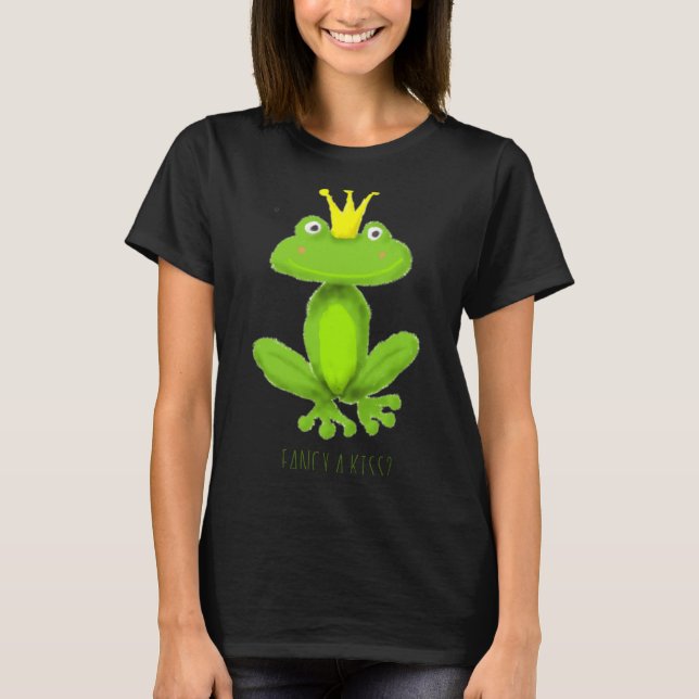 Fancy A Kiss Frog Prince Cartoon Valentiness Day T T-Shirt (Vorderseite)