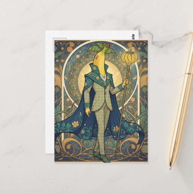 Fancy Banane in einem karierten Anzug Postkarte (Vorderseite/Rückseite Beispiel)