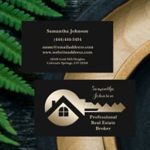 Fancy Black w/Gold Key Immobilien-Geschäftskarte