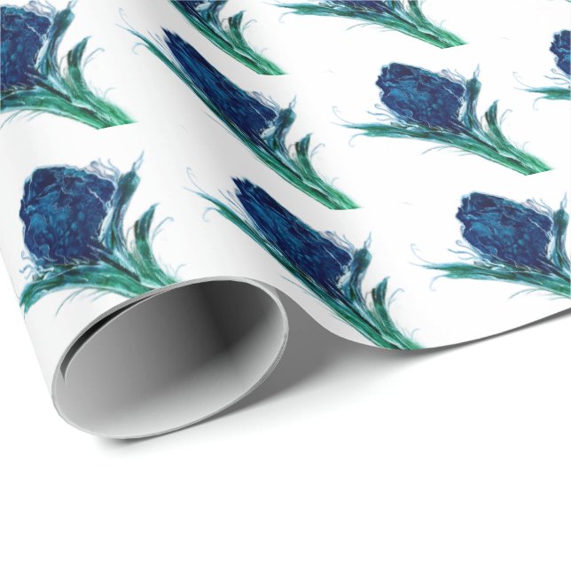 Fancy Blaue Blume Geschenkpapier (Rolleneckpunkt)