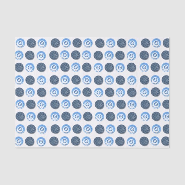 Fancy Blaue Knöpfe Weiß  Seidenpapier (Vorderseite)