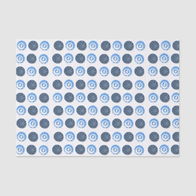 Fancy Blue Buttons White  Seidenpapier (Vorderseite)