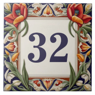 Fancy-Blumen-Hausnummernschild-Schild-Plakette Fliese