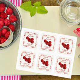 Fancy Border Home Canning Raspberry Jam Gift Label Quadratischer Aufkleber