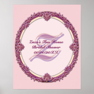 Fancy Border Lila/Rosa und Creme Personalisieren Poster