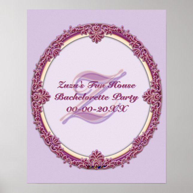 Fancy Border Lila/Rosa und Creme Personalisieren Poster (Vorne)