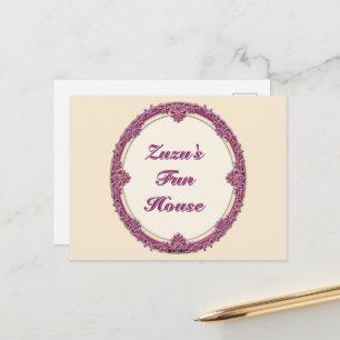 Fancy Border Lila/Rosa und Creme Personalisieren Postkarte