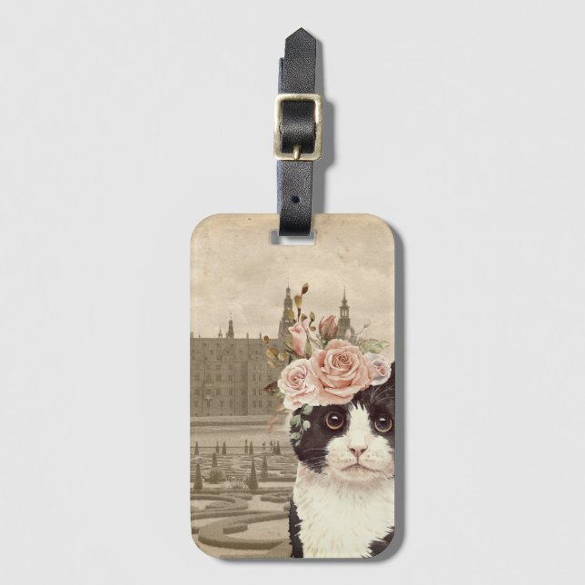 Fancy Cat & Das Schloss Gepäckanhänger (Vorderseite Vertikal)