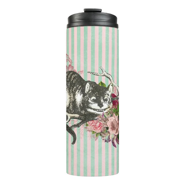 Fancy Cheshire Cat Collage Thermosbecher (Vorderseite)