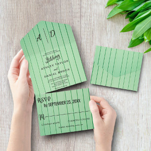 Fancy chic grüne rustikale All-in-One-Hochzeitsein All In One Einladung