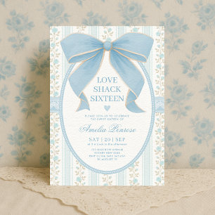 Fancy Coquette Sweet 16 Blaue Schleife Geburtstag Einladung