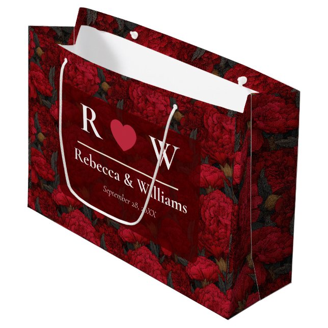 Fancy Custom Nelken-Themenwaldhochzeit Große Geschenktüte (Vorderseite Schrägansicht)
