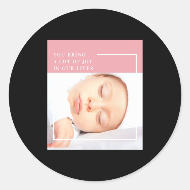 Fancy Cute Baby Photo Nk White Quote  Runder Aufkleber (Vorderseite)