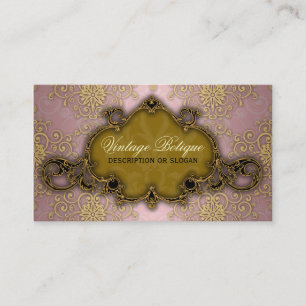 Fancy Damask Rosa und Gold Botique Visitenkarte