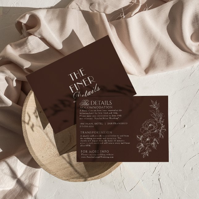 Fancy Darkle Schokoladen-Blumen-Boho-Chic-Hochzeit Begleitkarte (Von Creator hochgeladen)