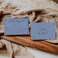 Fancy Deep Red Blue Frame Whimsy Hochzeit RSVP