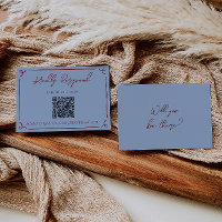 Fancy Deep Red Blue Rahmen Whimsy Hochzeits-QR-Cod