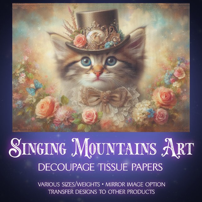 Fancy Elegant Feline Floral Decoupage  Seidenpapier (Von Creator hochgeladen)