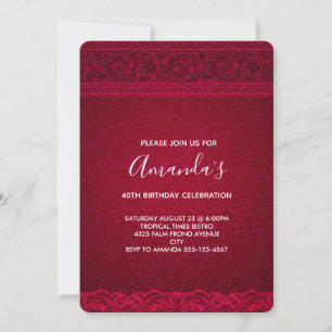 Fancy & Elegant Rotes abstraktes Geburtstagsmotiv Einladung