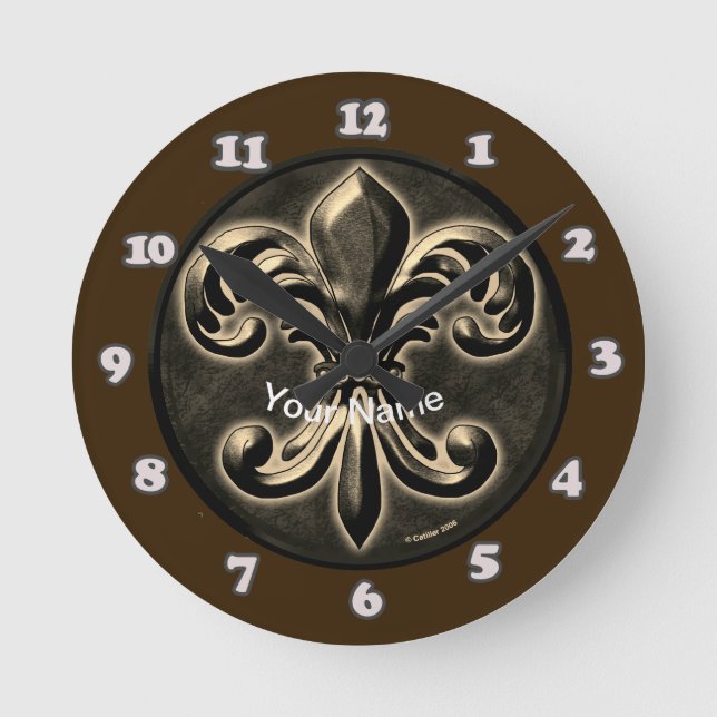 Fancy Fleur De Lis Uhr (Vorderseite)