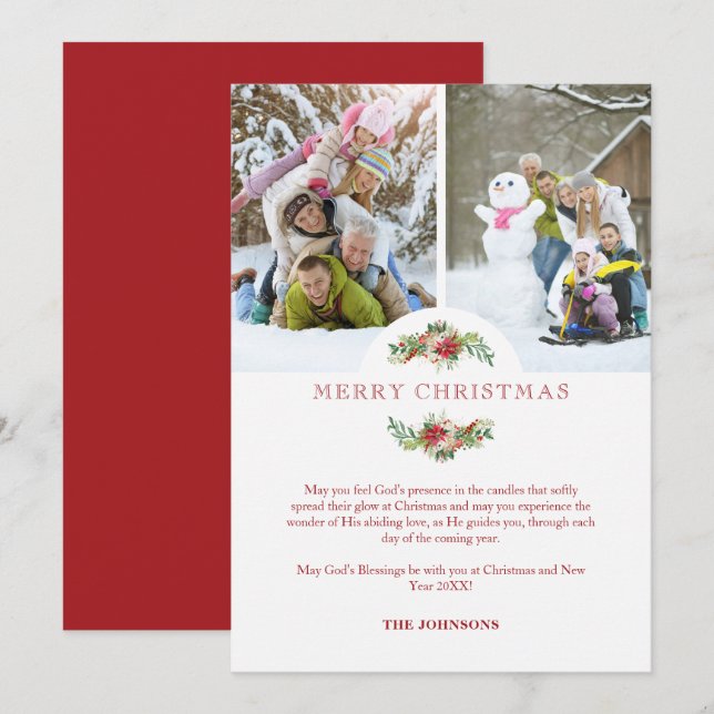 Fancy Floral Poinsettias Garland Christmas Photos (Vorne/Hinten)