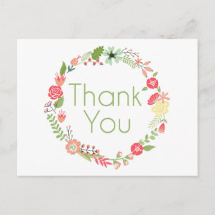 Fancy Floral Thank You Postcard Postkarte