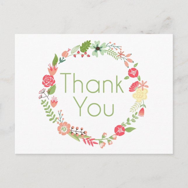 Fancy Floral Thank You Postcard Postkarte (Vorderseite)