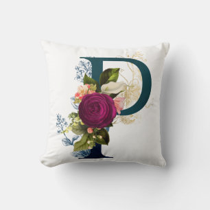 Fancy florales Monogramm Buchstabe P Kissen