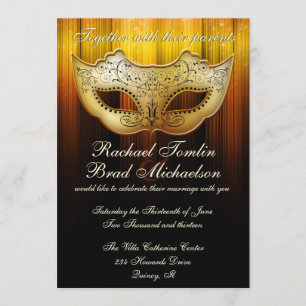 Fancy Flourish Gold Maskenball-Hochzeitseinladung Einladung