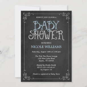 Fancy Frame Blau Vintage-Schultafel Baby Shower Einladung