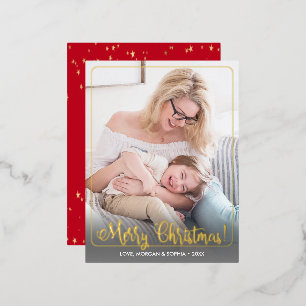 Fancy Frohe Weihnachten, Foto, Namensnachricht, Ra Folien Feiertagspostkarte