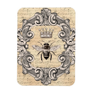 Fancy gerahmte Königin Biene auf Notenpapier   Magnet
