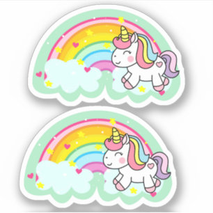 Fancy Girly Cute Fun Regenbogen Einhorn Aufkleber