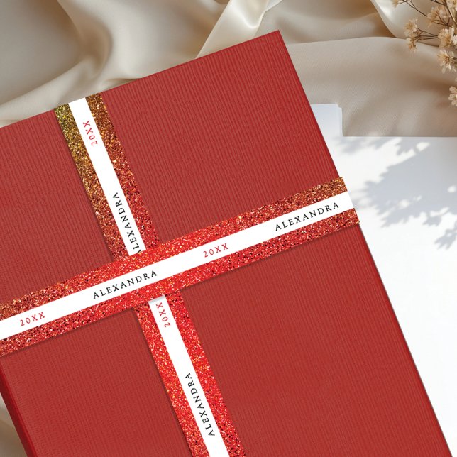 Fancy Glitter Shimmer Red Ombre Sparkle Black Typo Satinband (Von Creator hochgeladen)